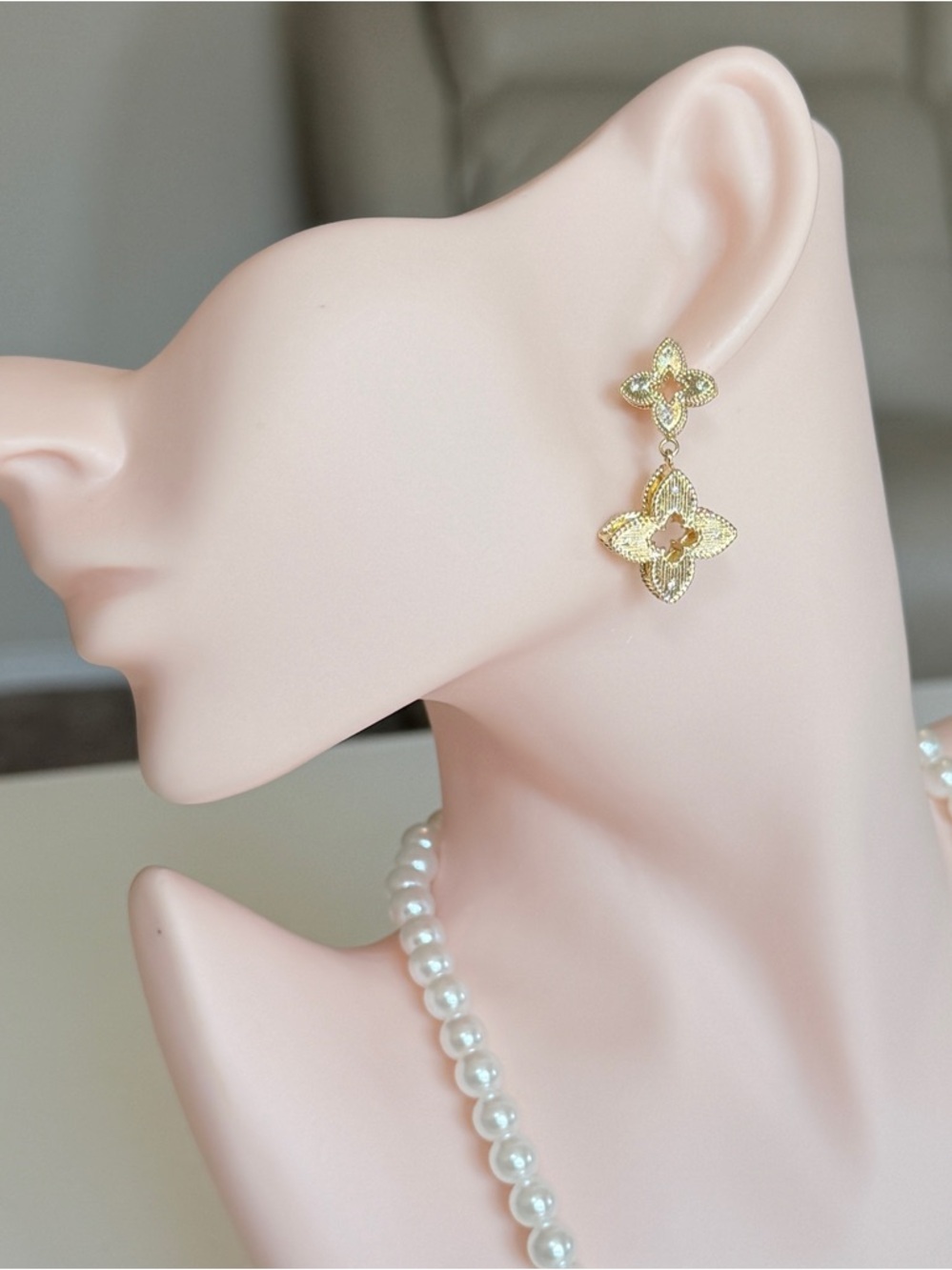 Gold Floral Drop Earrings